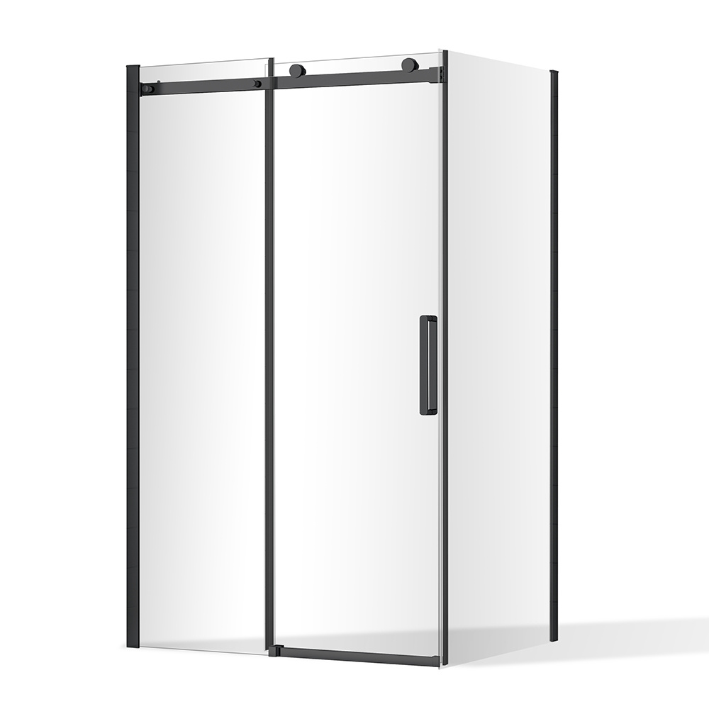 Posuvné sprchové dvere OBZD2 a pevná stena OBZB - Čierny elox
